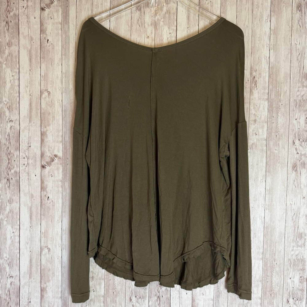 Free People Moonshine Army Green Raw-Hem Dolman Tunic Small - Picture 7 of 9